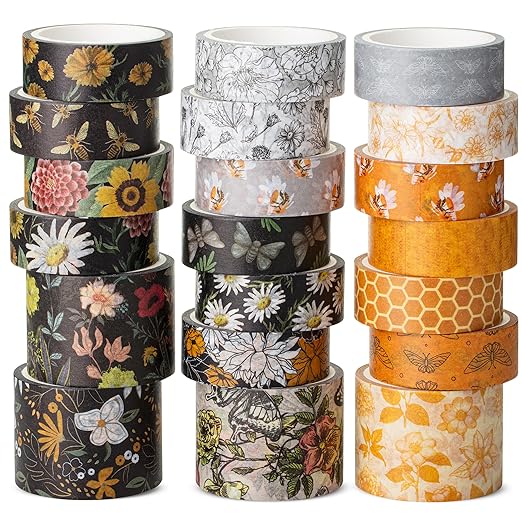 Mr. Pen- Washi Tape Set, 20 Rolls, Golden Hives Theme, Washi Tape for Journaling