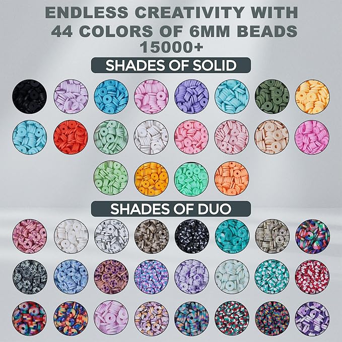 12000+ Clay Beads Bracelet Making Kit for Adults, 48 Colors In 3 Boxes, Polymer Heishi Beads with Letter Beads & Charms for DIY Friendship Bracelet Gifts,Holidays Arts and Crafts Gifts for Girls 8-12