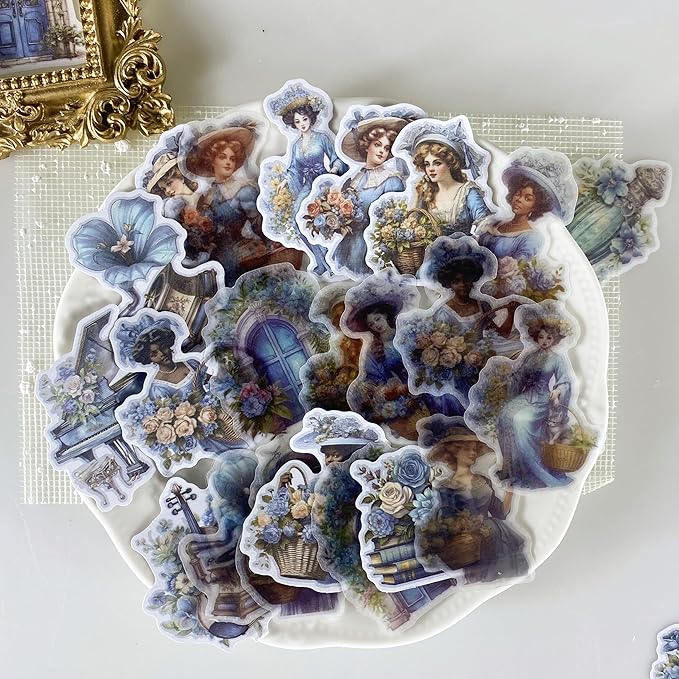 Alideco 80Pcs Vintage Victorian Tea Scrapbooking Stickers Scrapbook Paper Aesthetic Kawaii Girls Stickers for Journaling Assorted Phone Adult(huatuanjincu)