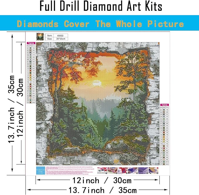 CHWGLFGG 5D Diamond Art Kits for Adults Beginners, Forest Landscape Diamond Painting Kits, DIY Full Round Drill Paint by Diamonds Dot Gem Art for Adults, Home Wall Decor 13.7X 13.7 Inch