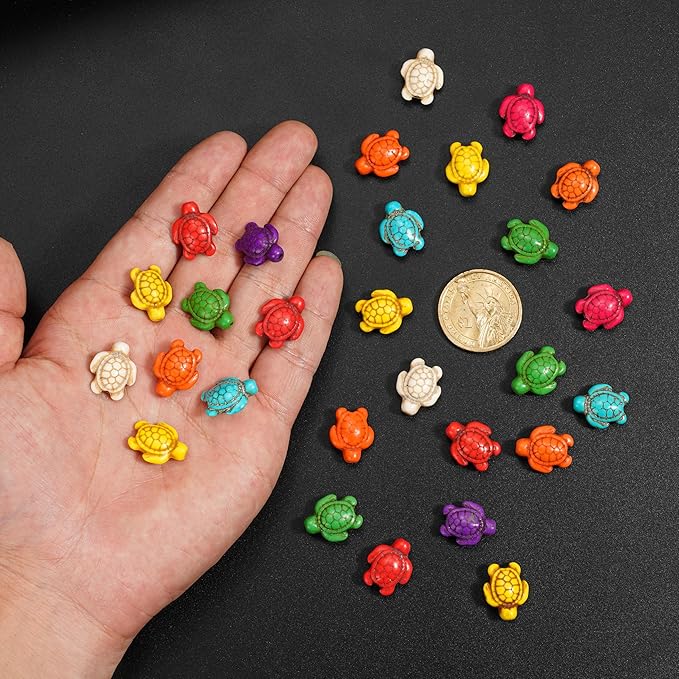 40pcs Turtle Beads and Charms Set, Turquoise Spacers, DIY Jewelry Making (Colorful)