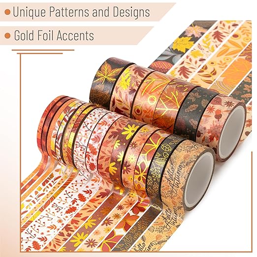 Mr. Pen- Washi Tape Set, 21 Rolls, Autumn Leaves, Decorative Tape, Washi Tapes, Scrapbook Tape, Scrapbook Washi Tape for Journaling, Craft Tape