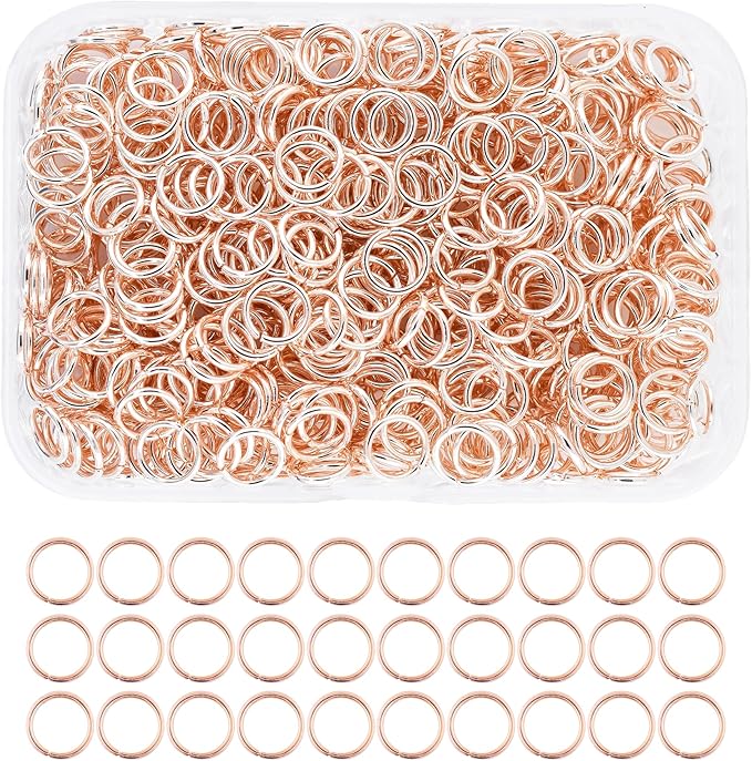 Mandala Crafts Assorted Rose Gold Color Jump Rings Jewelry Findings Metal O Rings for Jewelry Making Supplies - 700 8mm Small Open Jump Rings Kit for Necklace Earring