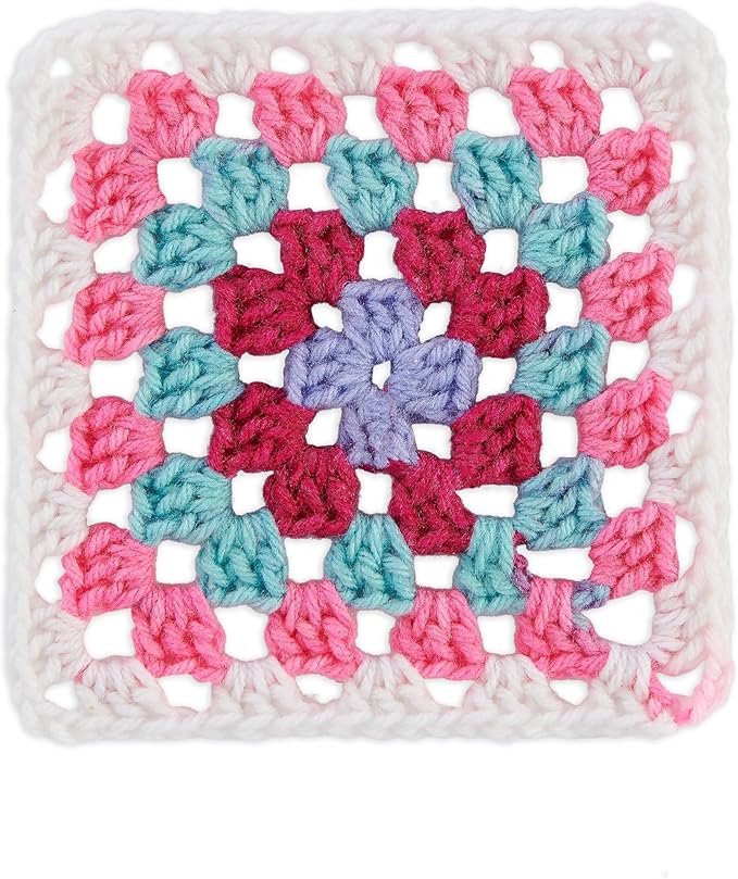 Red Heart All in One Granny Square Soft White - Pink Punch Yarn - 3 Pack of 250g/8.8oz - 100% Acrylic - #4 Worsted (Medium) - 381m/417Yards - for Knitting, Crochet and Amigurumi