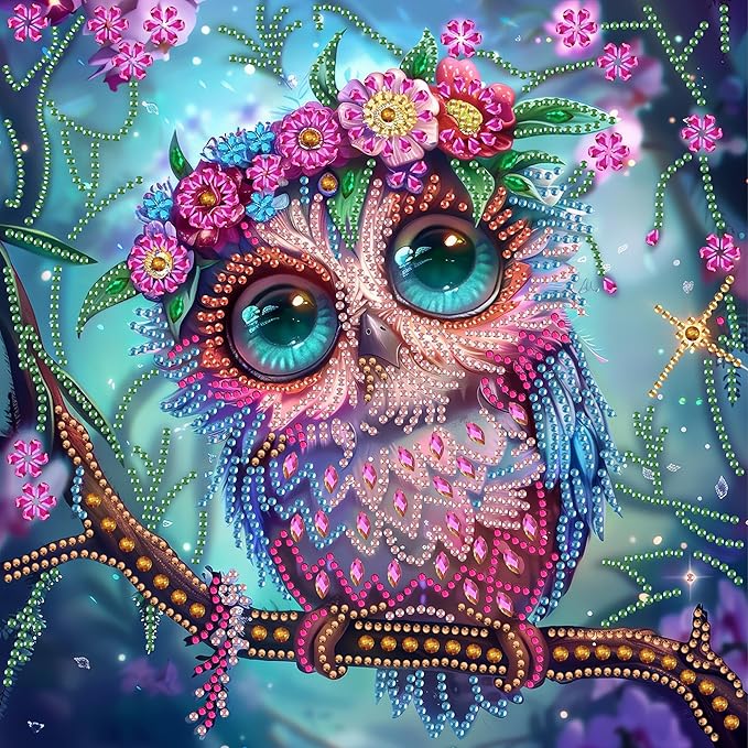 SKRYUIE DIY Diamond Art Kits for Adults Owl Special Shape - 5D Diamond Painting Kits for Adults Animal - Crystal Embroidery Cross Stitch - Craft for Wall & Office Decor 12 x 12 Inch c8