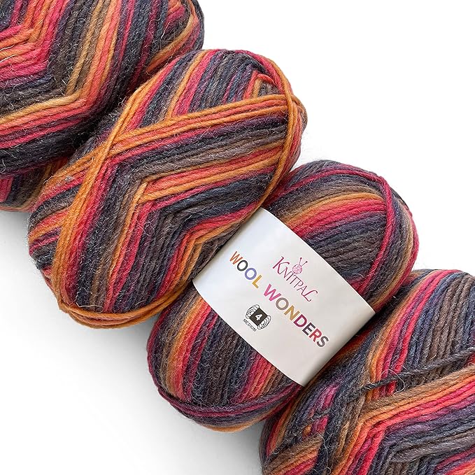Wool Wonders Yarn for Crocheting, 4-Pack (640Yds / 400G), Free Patterns - Wool Yarn for Knitting - Aran/Heavy #4 Medium Worsted Weight - Gray Marigolds