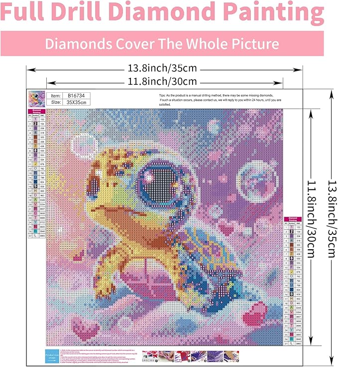 GEEHEIY Sea Turtle Diamond Art Kits for Kids, 5D Turtle Diamond Painting Kits for Adults Beginner, DIY Animal Gem Art Dots for Adults, Perfect for Home Wall Decor 14x14 Inch