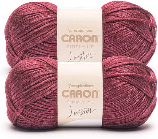 Caron Simply Me Luster Claret Yarn - 2 Pack of 170g/6oz - 65% Nylon, 35% Acrylic - #4 Worsted (Medium) - 360 Yards - Knitting/Crochet
