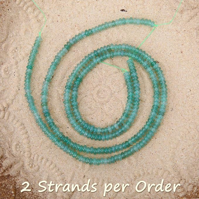 2 Strands (300PCs) Natural Green Aventurine Rondelle Beads, 2 * 4mm Gemstone Loose Spacer Abacus Disk Beads for DIY Bracelet Necklace Earrings Jewelry Making, Craft Supplies Beading Kit