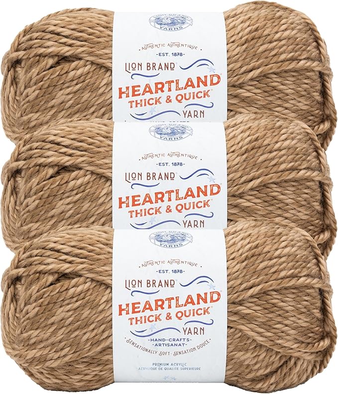 Lion Brand Yarn Heartland Thick & Quick Bulky Heathered Yarn for Knitting and Crochet, Lincoln, 3 Pack