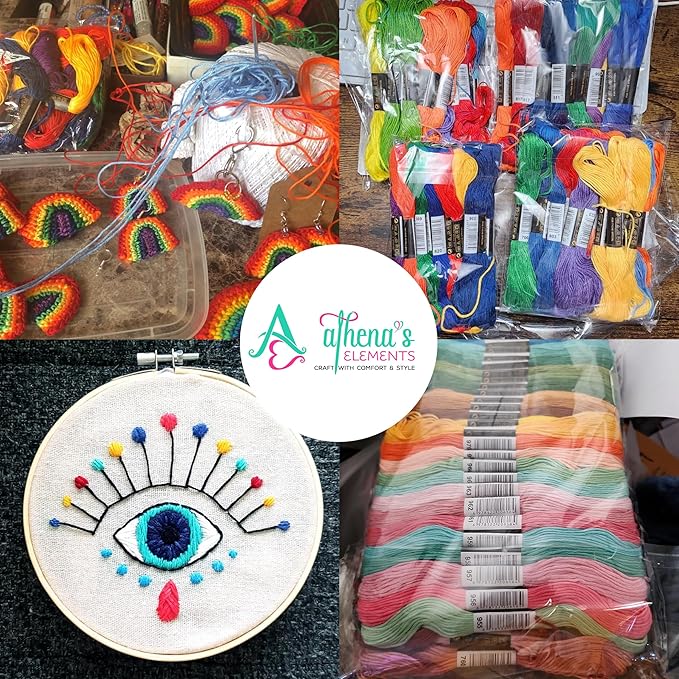 athena’s elements embroidery floss | rainbow thread for embroidery, cross stitch thread, crafting arts embroidery strings bulk（200 colors）