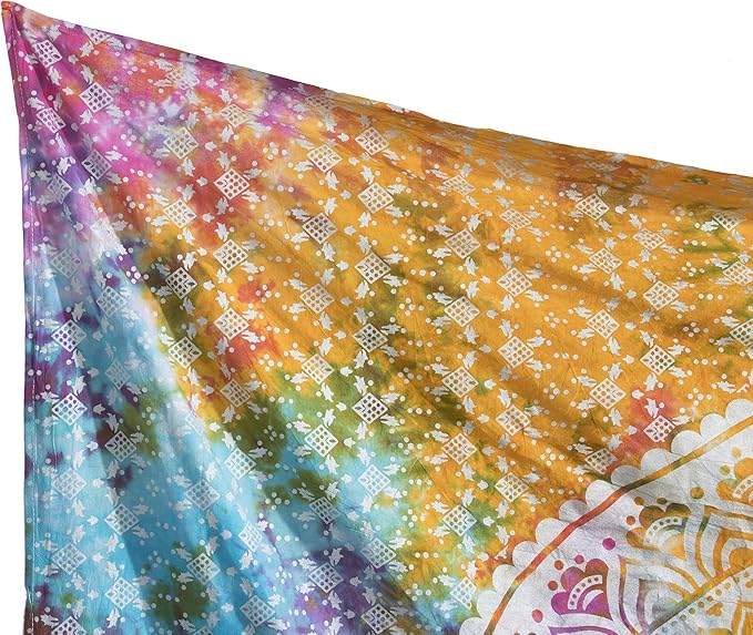 popular handicrafts tapestry wall hanging hippie mandala bohemian hippy medallion psychedelic ombre design indian tapestries bedspread 54 x 60 inches (140cm x 150cm) multicolor tie dye