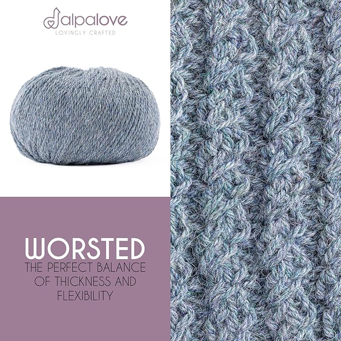 Worsted Set (6 x 1.75 oz) Super Soft Baby Alpaca Knitting Yarn Grey Green 656 Yards