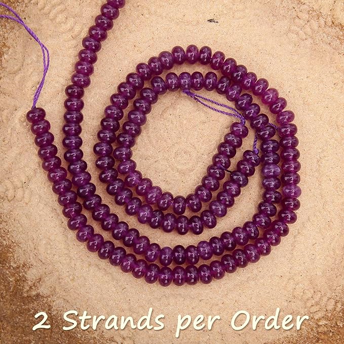2 Strands (150PCs) Purple Jade Rondelle Beads, 5 * 8mm Gemstone Loose Spacer Abacus Disk Beads for DIY Bracelet Necklace Earrings Jewelry Making, Craft Supplies Beading Kit