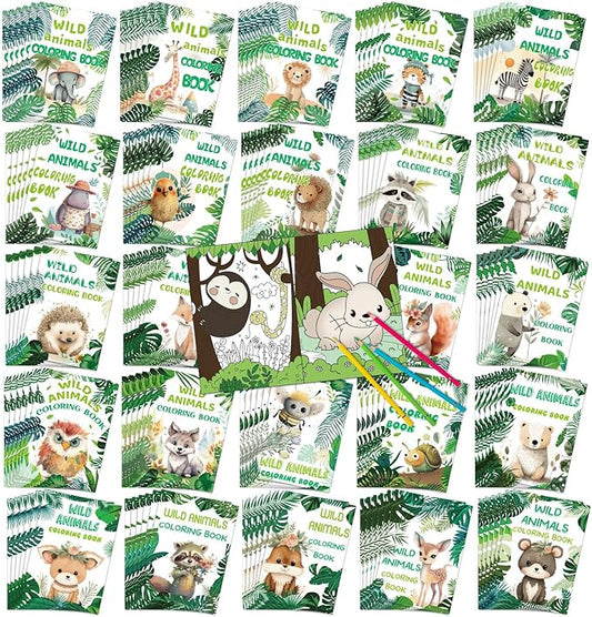 iliful 144 Pcs Wild Animals Coloring Book Bulk DIY Art Stress Relief Drawing Book with Wildlife Patterns for Adults, Party Favors, Goodie Bag Filler and Holiday Gifts
