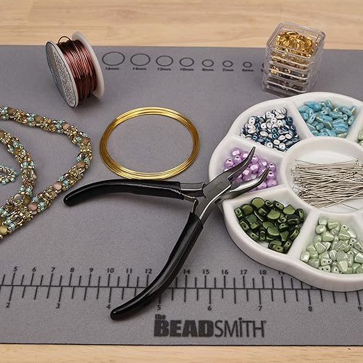 The Beadsmith Bent Chain Nose Pliers – Extra Fine Tips – 4.5 inches (114mm) – PVC Grip Handle with Double Leaf Springs – Jewelry Making Tool for Creating Bracelets, Earrings and Necklaces
