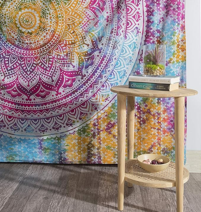 popular handicrafts tapestry wall hanging hippie ombre mandala bohemian hippy medallion psychedelic ombre design indian tapestries bedspread 84 x 90 inches (215cm x 230cm) multicolor tie dye