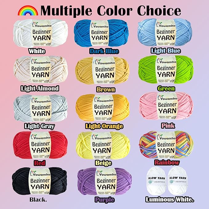 Yarn for Crocheting & Knitting, 100g Cotton Yarn for Beginners with Easy-to-See Stitches,100m (109yds) Worsted Soft Cotton-Nylon Blend Yarn, White
