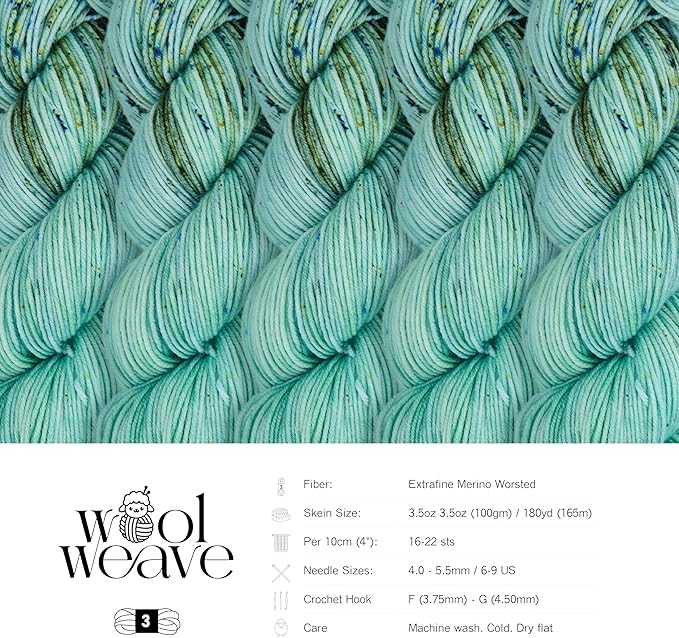 Superwash Merino Wool Yarn for Knitting & Crocheting - Premium Hand Dyed Variegated Yarn, 100gr, 240 Yards, Dk Weight - Luxurious, Soft & Durable