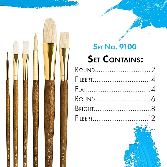 Princeton RealValue Brush Set, Natural, Brown Handle, 6 Piece, 1 Count