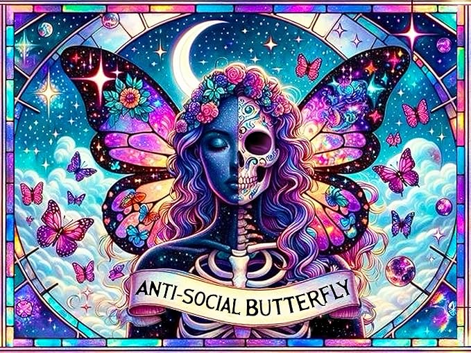 igoodom Diamond Art Kits for Adults, Sugar Skull Diamond Painting Kit, Full Drill Round Butterfly Diamond Art Kits, DIY Gem Art and Crafts for Home Wall Decor Gift 16x12inch
