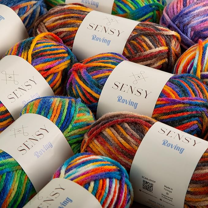 Sensy Roving Multi Color Yarn, 3.5 oz, 132 Yards, Gauge 5 Bulky (Autumn)