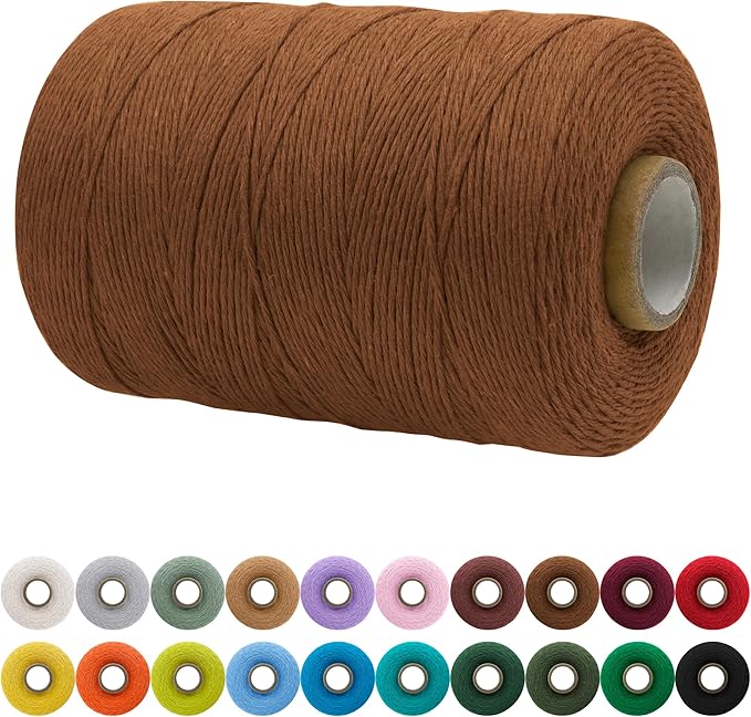 JeogYong Single Strand Macrame Cord 1mm x 426 Yards (1279 Feet) Soft Cotton Rope Macrame Yarn 1 mm Macrame Cord, Macrame Supplies for Crafts Wall Hangings Plant Hangers Decorations (Dark Coffee)