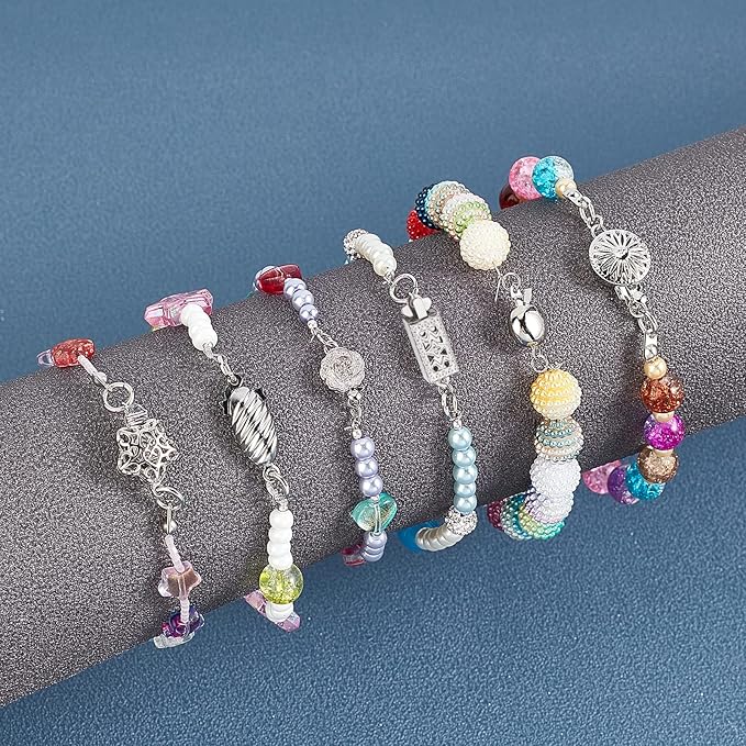 PH PandaHall 24 Sets 6 Style Filigree Box Clasps Filigree Pearl Clasps Platinum Plated Brass Single Strand Jewelry Clasps for DIY Pearl Necklace Bracelet Making