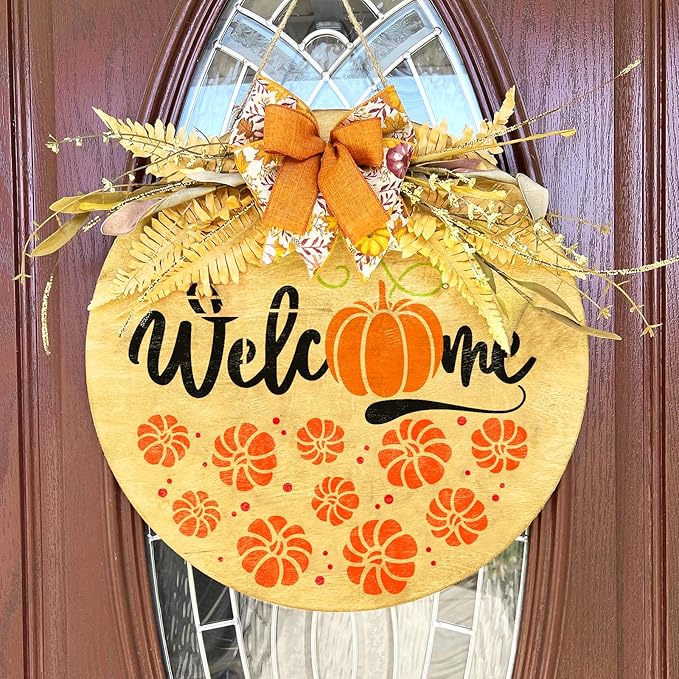 18 PCS Thanksgiving Stencils for Painting on Wood Fall Stecil for Adlts & Kids Autumn Pumpkin Leaves DIY Crafts Kit Templtes for Plain Door Wreath Hanger Door Mats Supplies