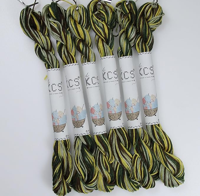 KCS Big skeins of 25 Meters Size 25 Color Variegated Cross Stitch Stranded Threads,6 skeins,4521