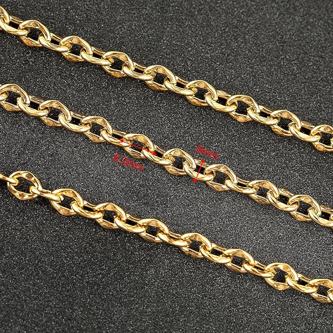 UMAOKANG 16.4 Feet Stainless Steel Jewelry Making Supplies Gold Plated Lip Chain Jewelry Making Chains Bulk