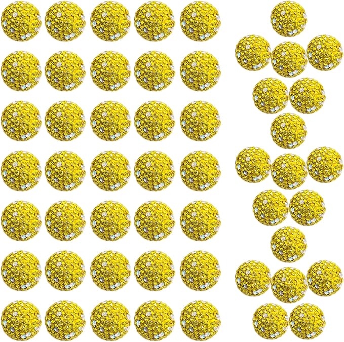 10mm Grade A White with Shine Sparkle Rhinestone Beads for Baseball Necklace-Round Disco Ball Bead Rhinestone Clay Beads for Earring Jewelry Making,Necklace Bracelet,DIY Craft Supplies(100 pcs)