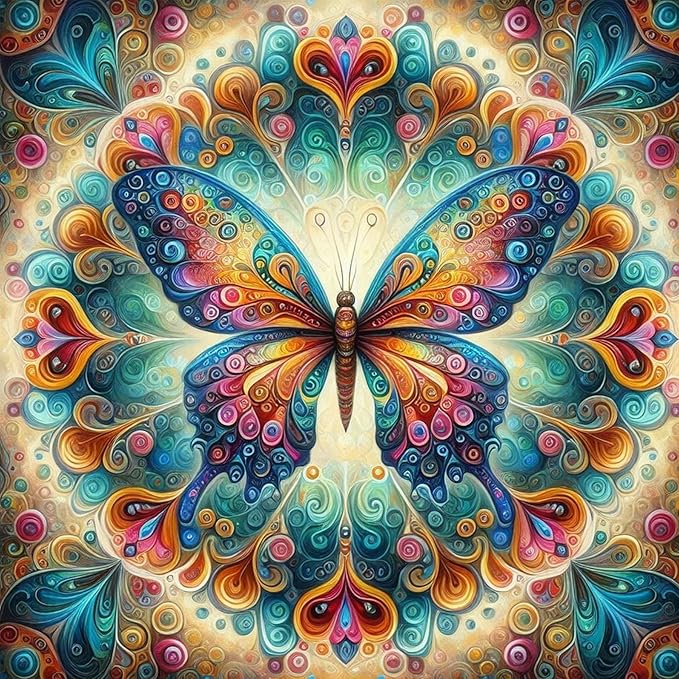 ijbnhd Butterfly Diamond Art Painting Kits for Adults, Full Drill Diamond Paintings for Beginners, Round 5D Diamonds Pictures Gem Art Painting Kits DIY Crafts Kits 14x14in