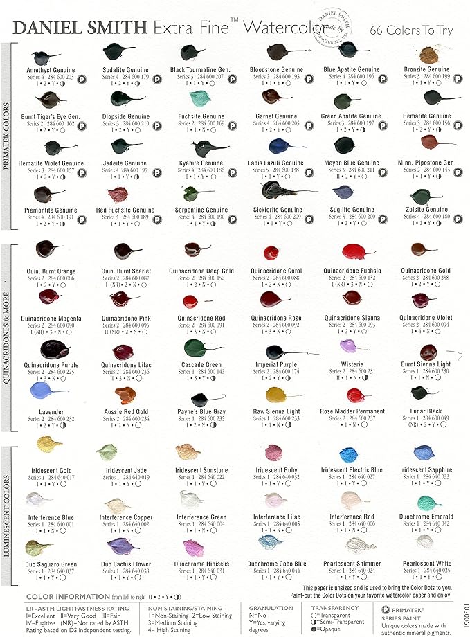DANIEL SMITH 001900501 Extra Fine Watercolor 66-Dot Try-It Card, Multi Color