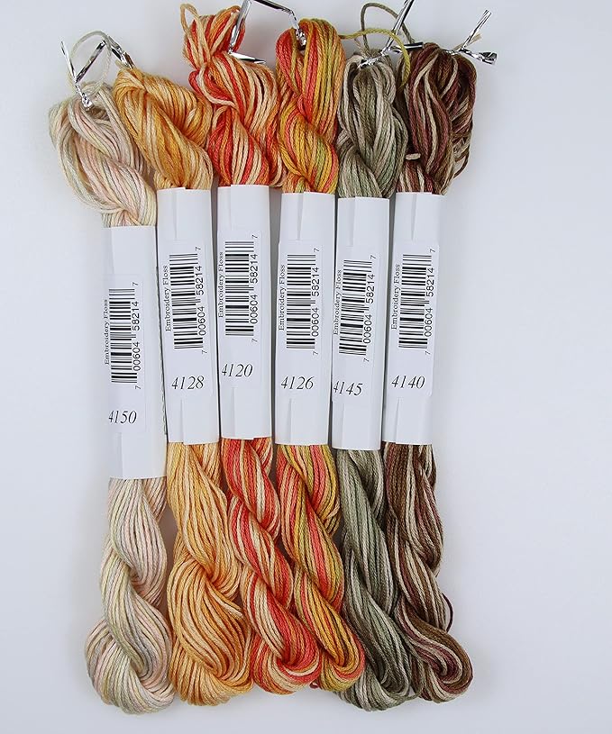 KCS Big skeins of 25 Meters Size 25 Color Variegated Cross Stitch Stranded Threads,6 skeins,13