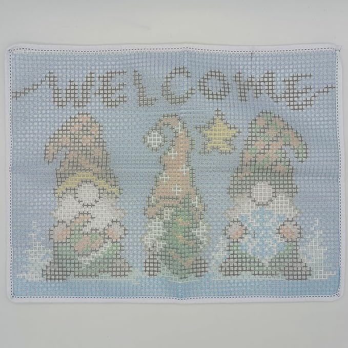 Howie's Latch Hook Kits for Adults, DIY Three Gnomes Crochet Yarn Latch Hook Rug Kit for Adults, Color Preprinted Pattern Embroidery Decoration(Three Gnomes, 19.69 x 14.96 inch)