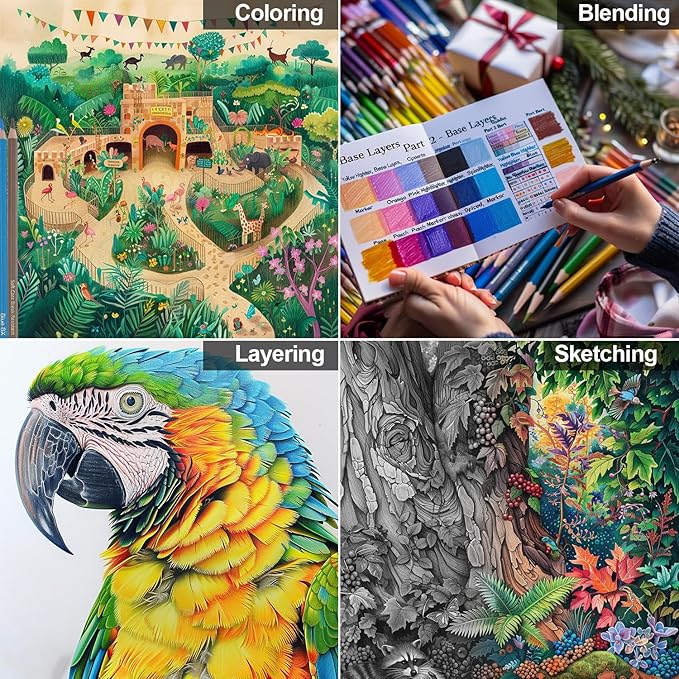 Colored Pencils for Adult Coloring Books, 72 Color Pencil Set, Soft Core Color Pencils for Adult Coloring Book, Coloring Pencils for Adults - Drawing, Sketching, Blending & Shading-Art Supplies.