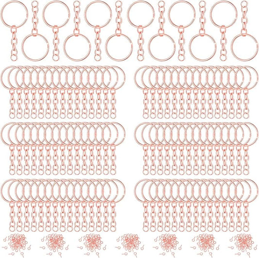 Hotop 360 Pcs Key Rings for Crafts Keychain Making Kit Including 90 Open Jump Rings Connectors, 180 Small Screw Eye Pins Hooks Bulk for DIY Keychain Supplies Crafts Jewelry Making(25 mm,Rose Gold)