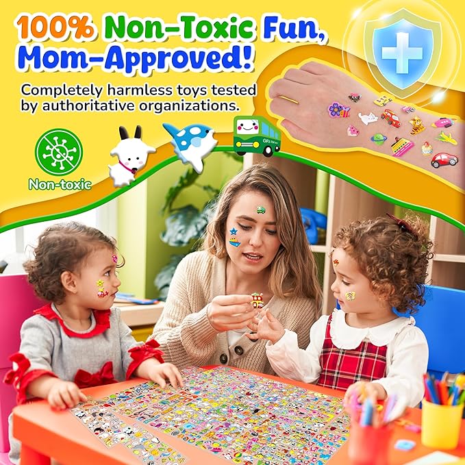 puffy stickers for kids toddlers,christmas 3d sticker variety pack, 4000+ unique cute christmas sticker,80 different sheets kid-stickers bulk, mini party favor for girls boy gifts,teachers reward gift
