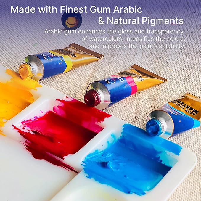 Watercolor Paint Set 12 Colors 15ml Tubes, High-Pigment Watercolors, Smooth Blending & Transparency, Travel-Friendly, Non-Toxic, Beginner & Hobby Artists