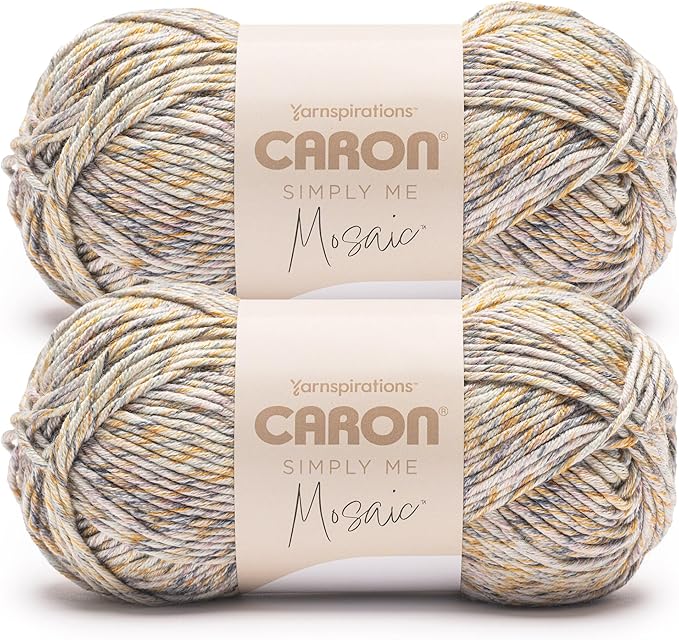 Caron Simply Me Mosaic Claypot Yarn - 2 Pack of 140g/5oz - 62% Acrylic, 20% Nylon, 18% Wool - #5 Bulky - 173 Yards - Knitting/Crochet