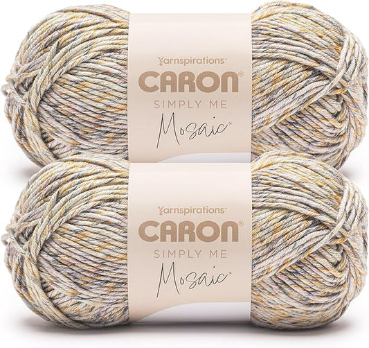 Caron Simply Me Mosaic Claypot Yarn - 2 Pack of 140g/5oz - 62% Acrylic, 20% Nylon, 18% Wool - #5 Bulky - 173 Yards - Knitting/Crochet