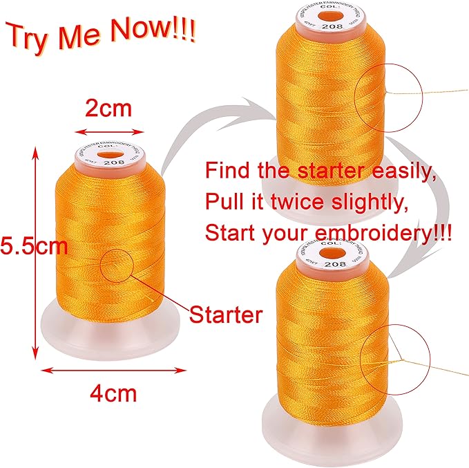 63 Spools Polyester Machine Embroidery Thread Kit 500M Colors Compatible with Brother Colors