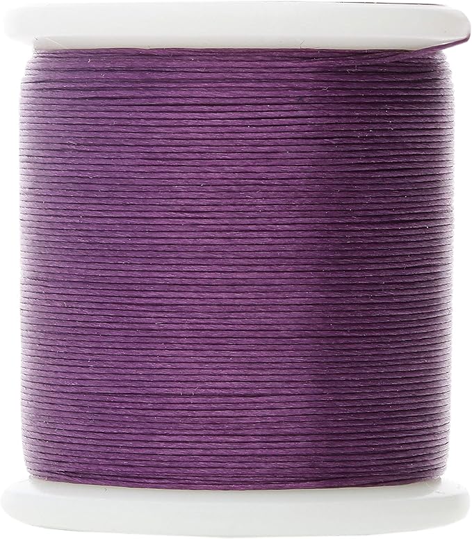 KO Nylon Beading Thread, Dark Purple Color, Japanese Pre-Waxed 100% Nylon, 330TEX, Tangle Resistant Knotting Cords, 50m /55 yds Spool, Use for Seed Bead Projects, Loom Work & Bead Weaving