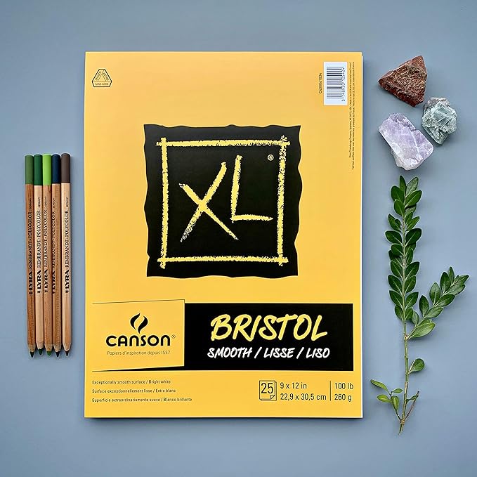 Canson XL Series Bristol Paper, Smooth, Wirebound Pad, 7x10 inches, 25 Sheets (100lb/260g) - Artist Paper for Adults and Students - Markers, Pen and Ink