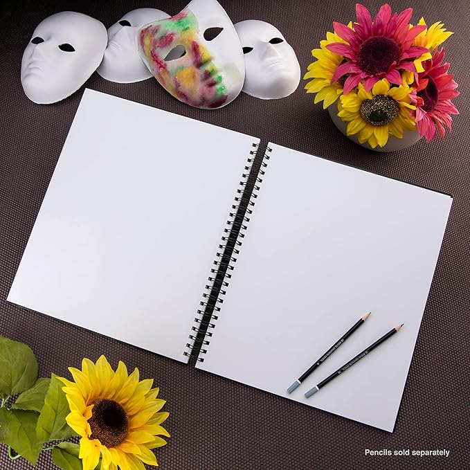 Pentalic - 11"x 14" Double Wirebound Sketchbook, 80 Sheets, Black