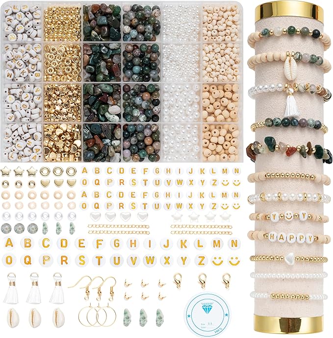 xylise jewelry making supplies kit natural stone beads for irregular natural stone with for diy craft bracelet necklace earrings for adults(agate)