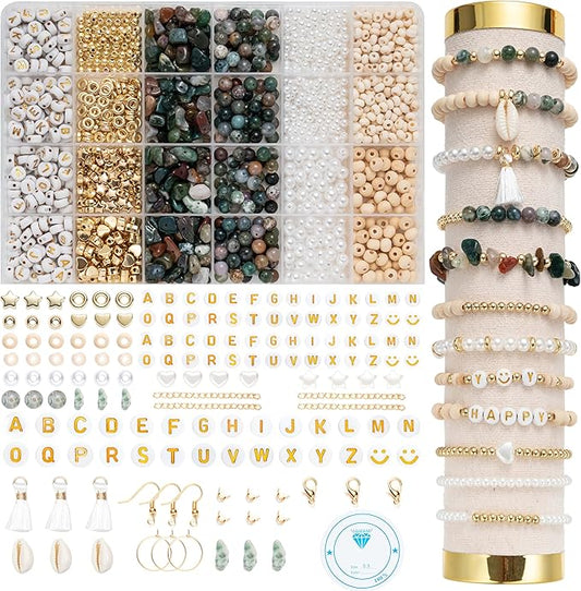 xylise jewelry making supplies kit natural stone beads for irregular natural stone with for diy craft bracelet necklace earrings for adults(agate)
