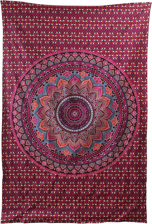 popular handicrafts mandala hippie psychedelic ombre tapestry wall hanging - indian maditation gypsy bohemian hippy dorm room decor purple wine 82x54 inch
