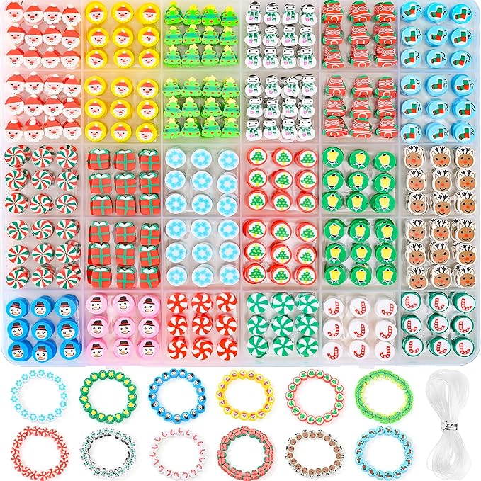 600pcs Polymer Clay Beads Friendship Bracelet Making kit Cute Fun Charms Beads for Bracelet Making DIY Arts Crafts Birthday Gifts Toys for Kids Girls Age 4-13 Christmas